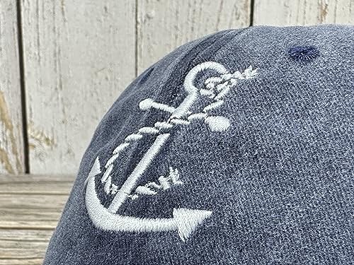 Embroidered Baseball Caps for Men and Women - color: Anchor (Washed Navy Blue)