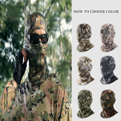 Camo Balaclava Face Mask for Men Women UV Sun Protection Cycling Neck Scarf Gaiter Head Breathable Motorcycle - color: Green Snake Camo
