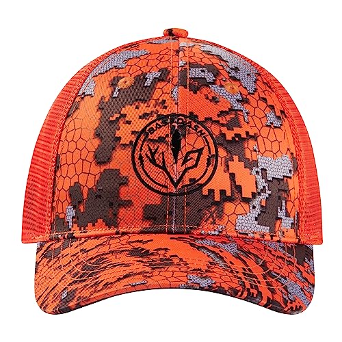 BASSDASH Altimate Fishing Hat Mesh Back for Men Women Adjustable Baseball Trucker Cap - color: Blaze Camo
