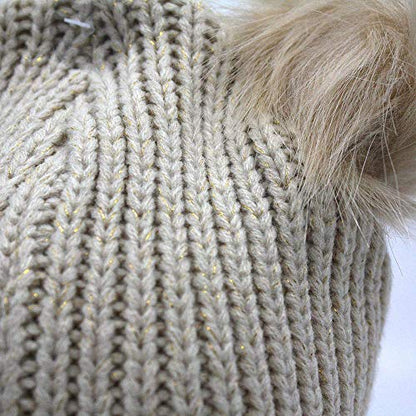 Woman's Warm Soft Cable Lace Pom Furry Flower Crochet Fashion Knit Hat - color: Pom Beanie, size: One Size