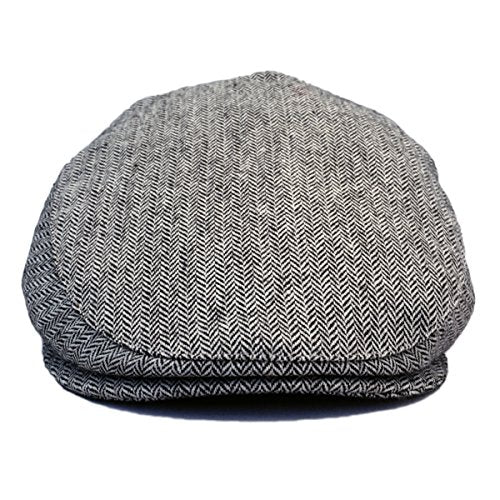 Born to Love Flat Scally Cap Boy's Tweed Page Boy Newsboy Baby Kids Driver Cap Hat - color: Grey and Black Logo, size: Small