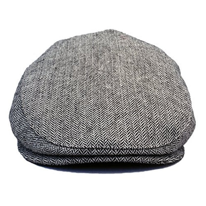 Born to Love Flat Scally Cap Boy's Tweed Page Boy Newsboy Baby Kids Driver Cap Hat - color: Grey and Black Logo, size: Small