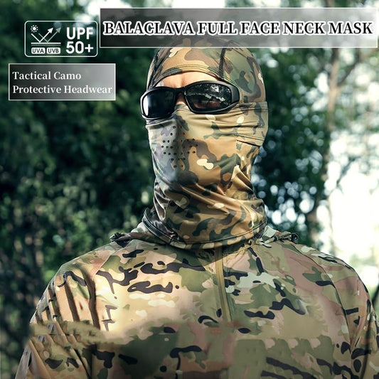 Camo Balaclava Face Mask for Men Women UV Sun Protection Cycling Neck Scarf Gaiter Head Breathable Motorcycle - color: Cp Camo