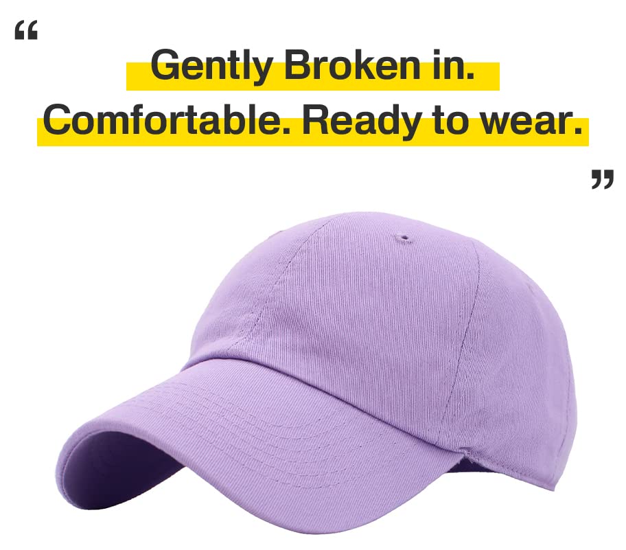 KBETHOS Classic Unisex Cotton Adjustable Low Crown Baseball Cap – Plain Dad Hat - color: Lavender