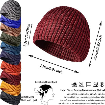 Winter Beanie Hat for Men & Women - Warm Stretchy Skull Cap, Thick Knitted Cuffed Beanies for Cold Weather - color: Claret