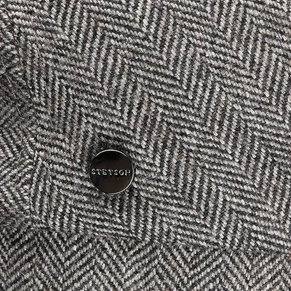 Stetson Chester Flat Cap Made in Germany Wool Silk Cashmere Houndstooth Men Autumn Winter - color: Grey, size: 7