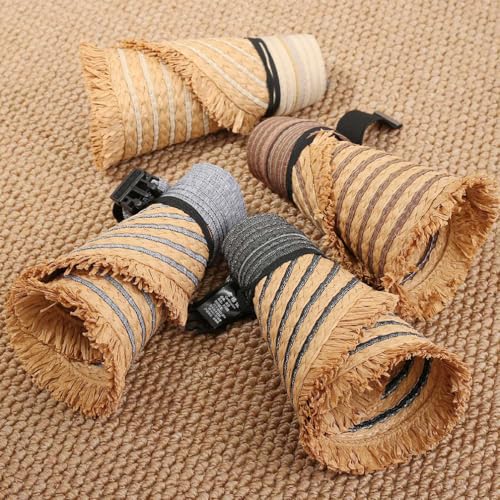 Straw Sun Visor Summer UV Protection Packable Wide Brim Beach Hat Ponytail Women - color: A-coffee