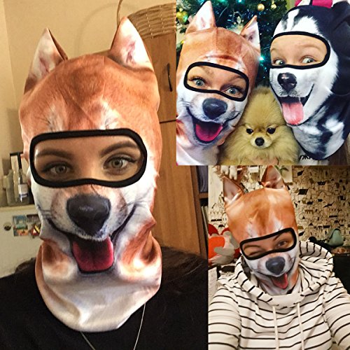 WTACTFUL 3D Animal Ears Balaclava, Breathable Face Mask for Halloween - color: Shiba Inu Meb-04