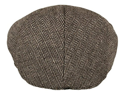 Wonderful Fashion Men's Classic Herringbone Tweed Wool Blend Newsboy Ivy Hat (Large/X-Large, Charcoal) - color: Brown, size: Small-Medium