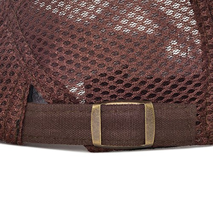 VOBOOM Men Mesh Newsboy Flat Cap Ivy Cabbie Newsboy Cap - color: Coffee