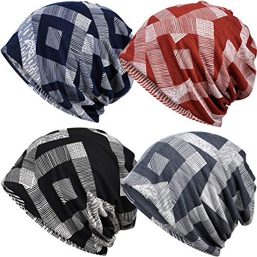 Ababalaya Womens Cotton Summer Beanie Chemo Headwear Sleep Cap - color: B-1384pack