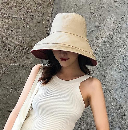 Women Wide Brim Sun Hats Metal Wired Edge Summer UV Protection Beach Fishing Hat for Hiking Garden Travel Chin Strap - color: Lant001-jiaotang, size: One Size