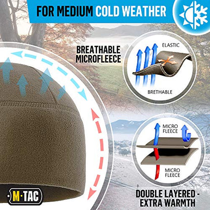M-Tac Fleece Watch Cap - Army Military Tactical Beanie Hat Winter Skull Cap - color: Dark Olive, size: Medium