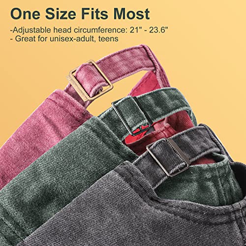 MEINICY 3 Packs Washed-Cotton Plain Baseball Cap, Adjustable Dad Hat - color: Black+burgundy+od Green