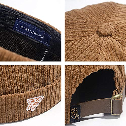 jerague Beanie Hat for Men Women Brimless Cuffed Hat Skullcap Watch Cap Adjustable - color: A2-black/Khaki(2 Pack)