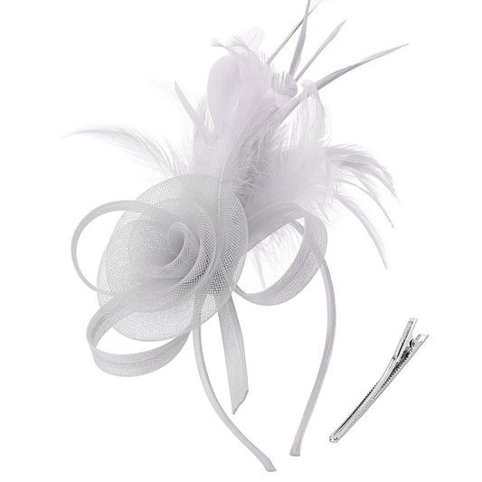 DRESHOW Fascinators Hats for Women Tulle Feather Tea Party Fascinator Hats - color: Taupe