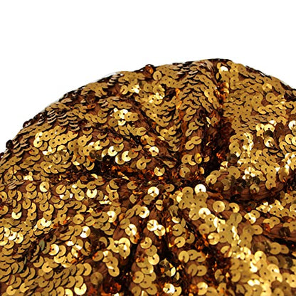 JUMISEE Sparkly Sequin Berets for Women Girls Fashion Beanie Hat Costume Accessories for Festival Party Dance - color: Coffee