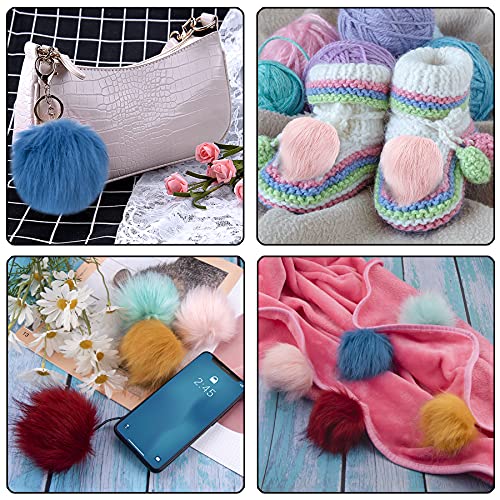 SIQUK 30 Pieces Faux Fur Pom Pom for Hats with Elastic Loop - color: Rainbow