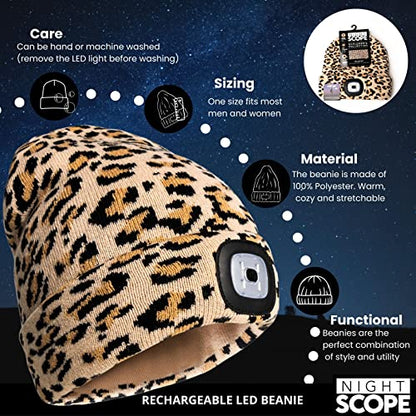 Classic Rechargeable LED Warm Knit Beanie Head Light Hat Headlamp for Outdoor Activities - color: Wildcat