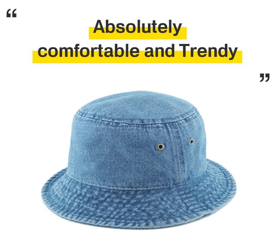 KBETHOS® 100% Cotton Washed Bucket Hat - color: 1. Medium Denim, size: Small-Medium