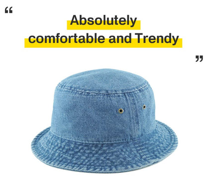 KBETHOS® 100% Cotton Washed Bucket Hat - color: 1. Medium Denim, size: Small-Medium