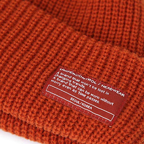 UNDERCONTROL Winter Trawler Fisherman Beanie Men Women Unisex Stylish Plain Docker Skull Hat Roll up Watch Cap Color Pack - color: Orange