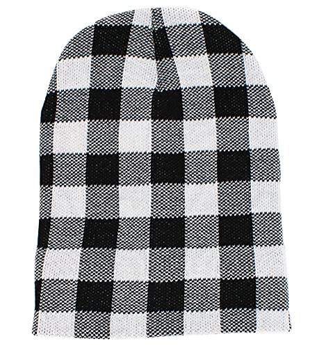 Lumberjack Plaid Aviator Trapper Hat Trooper Ear Flaps Ushanka Eskimo Cold - color: Black White Buffalo Plaid