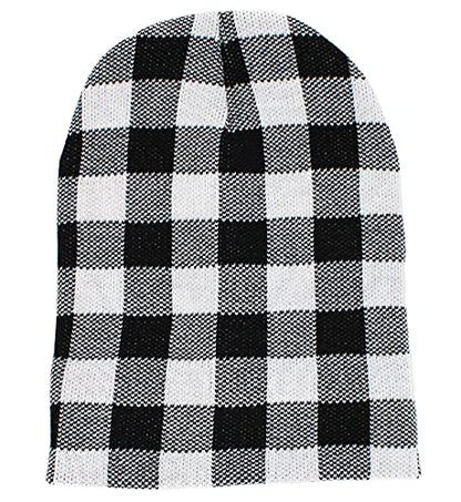 Lumberjack Plaid Aviator Trapper Hat Trooper Ear Flaps Ushanka Eskimo Cold - color: Black White Buffalo Plaid