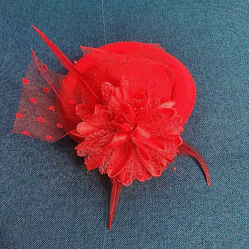 Fascinators Hats Pillbox Hat for Girl and Women - color: Black-fascinator With Flower Feather