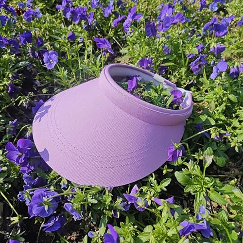 2 Pack Sun Visors Women Wide Brim Clip on Summer Hats Adjustable UV Protection - color: Purple,pink