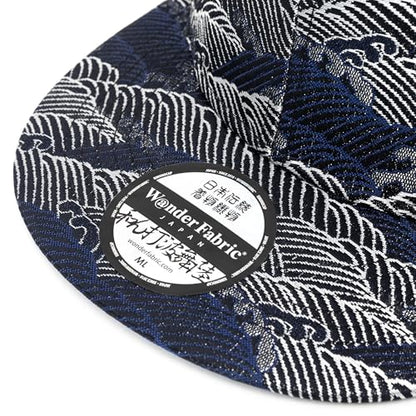 Japanese Kimono Baseball Cap for Men, Snapback Flat Brim Hat - color: Blue Wave, size: X-Large