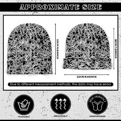 Chuarry Distressed Knitted Beanie Fuzzy Winter Hat - color: Black and White