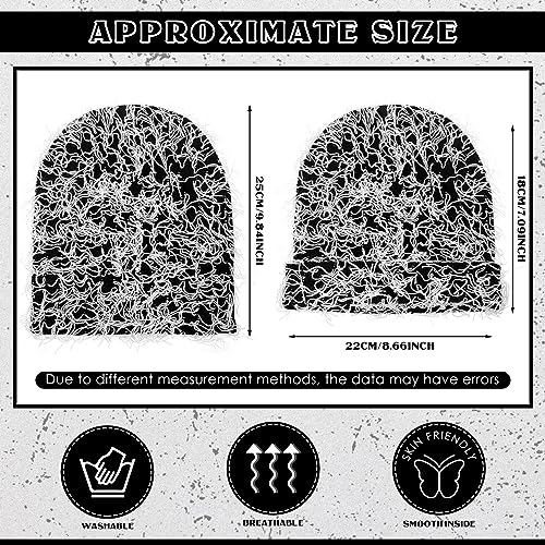 Chuarry Distressed Knitted Beanie Fuzzy Winter Hat - color: Black and White