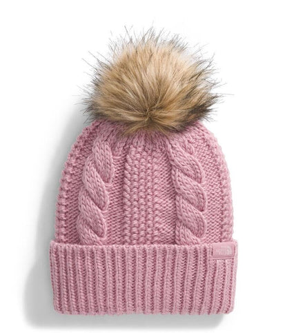 THE NORTH FACE Women's Oh Mega Fur Pom Beanie | Deep Fit Cuffed Winter Hat With Oversized Faux-fur Pom & Cable Detailing - color: Mauve