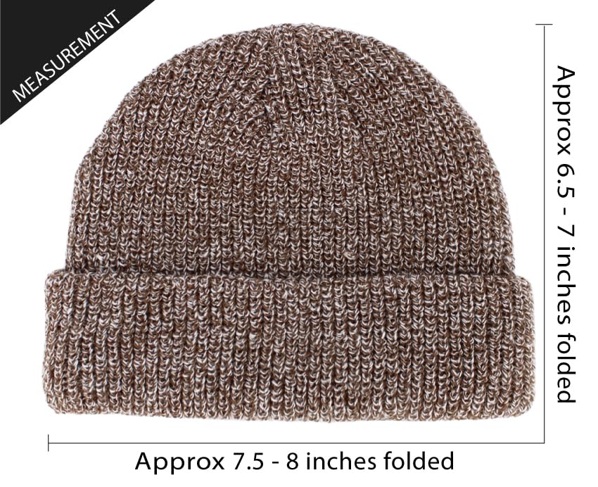 Fisherman Short Beanie Leon Roll up Trawler Classic Skullcap Hipster Beanie Warm Winter Hats Acrylic Ribbed Knit Cuff Daily - color: Brown Mix Fisherman Beanie