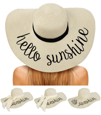 Sun Hats for Women, Summer Wide Brim Straw Beach Hat - color: Light White, size: Large