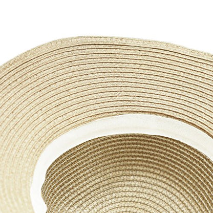 The Hat Depot Womens Floppy Summer Sun Beach Wide Brim Straw Hat - color: Fh2-beige