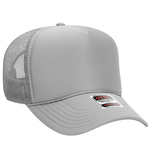 Otto Cap 5-Panel Mid Profile Mesh Back Trucker Hat, OS - color: Gray