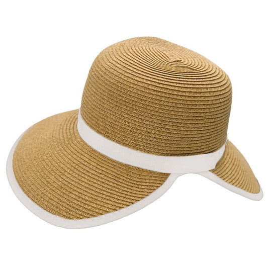 Panama Jack Women's Sun Hats - Paper Braid Straw, Assorted Styles - color: White Hat Band Facesaver