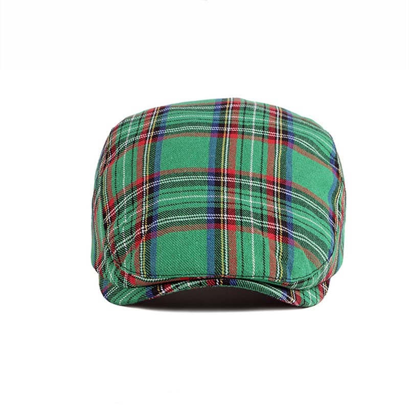 Unisex Classic Plaid Beret Newsboy Hats Flat Sun Hat Sport Golf Baseball Caps Cabbie Driving Cap Hats for Women Men - color: Green
