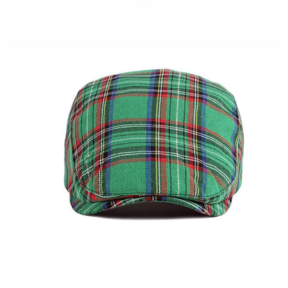 Unisex Classic Plaid Beret Newsboy Hats Flat Sun Hat Sport Golf Baseball Caps Cabbie Driving Cap Hats for Women Men - color: Green