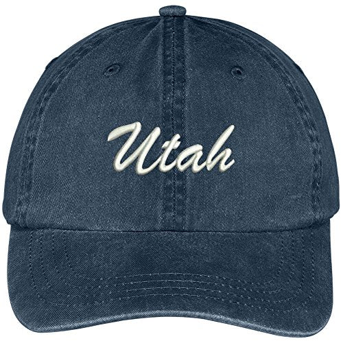 Trendy Apparel Shop Utah State Embroidered Low Profile Adjustable Cotton Cap - color: Navy