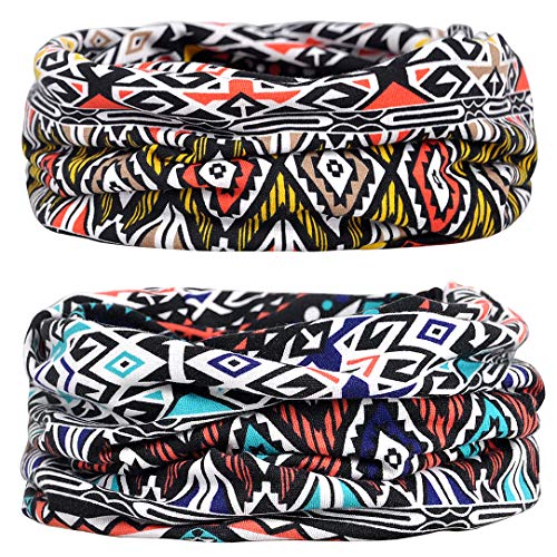 XYIYI Womens Chemo Headwear Hats Cotton Slouchy Beanie Cap Scarf - color: 2pcs Geometry-j