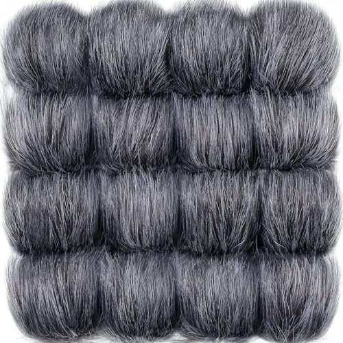 Tatuo 16 Pcs Faux Fur Pom Poms for Hats, Dark Gray - color: Dark Gray