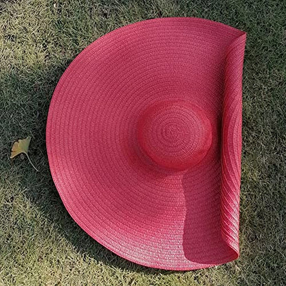 Oversized Beach Sun Hat for Women Foldable Large Wide Brim Hats Packable Roll up Floppy Cap Summer UV Protection Hat - color: Red