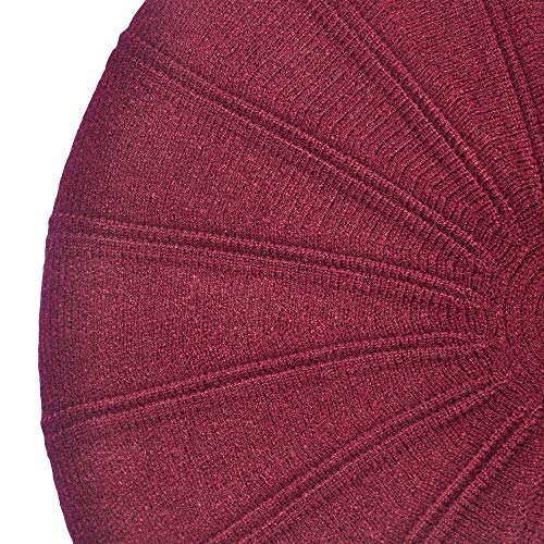 ZLYC Women French Beret Hat Reversible Solid Color Knit Warm Artist Cap - color: Burgundy