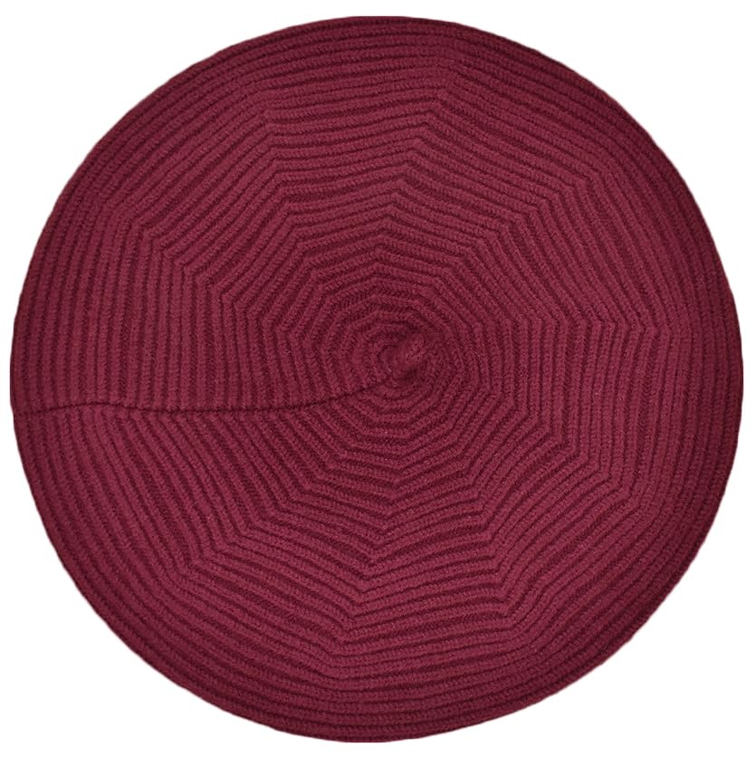 Cotton Knitted Women Beret Hat, French Style Solid Color Beret, Winter Autumn Warm and Soft Beanie Hat - color: Wine Red