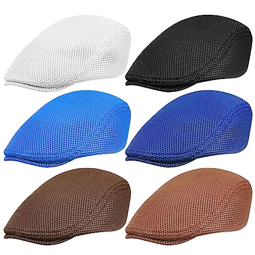 Geyoga 6 Pcs Men's Flat Cap Newsboy Hat Adjustable - style: Versatile Breathable