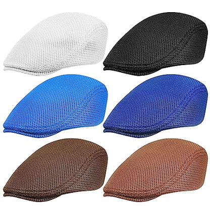 Geyoga 6 Pcs Men's Flat Cap Newsboy Hat Adjustable - style: Versatile Breathable