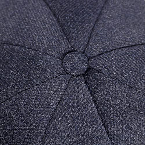 jerague Wool Newsboy Cap for Men Women - Classic Vintage Gatsby Lvy Cabbie Hat Flat Beret Cap Adjustable Size - color: Twill/Black Cyan, size: Medium-Large